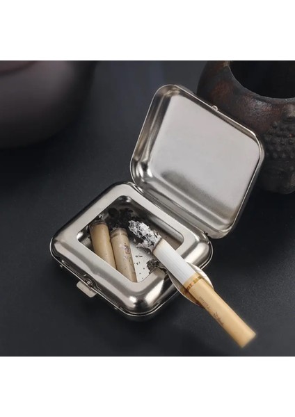 Küçük Metal Kül Tabla Taşınabilir Açık Hava Metalik Renk 1 Adet modelleri