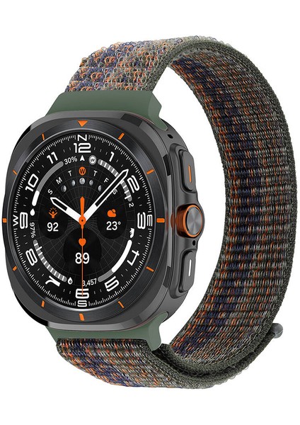 ​​galaxy Watch Ultra 47MM Zore Krd-03 Hasır Kordon-Yeşil-Turuncu