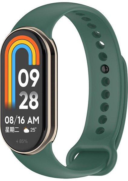 Xiaomi Mi Band 8 Serisi Klasik Kordon Silikon Strap Kayış-Koyu Yeşil