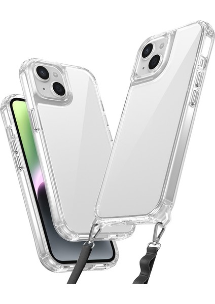 iPhone 13 Kılıf Airbagli Takılabilir Askı Aparatlı Zore Snap Silikon Kapak-Şeffaf