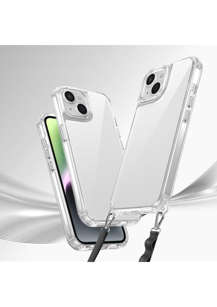 iPhone 13 Kılıf Airbagli Takılabilir Askı Aparatlı Zore Snap Silikon Kapak-Şeffaf