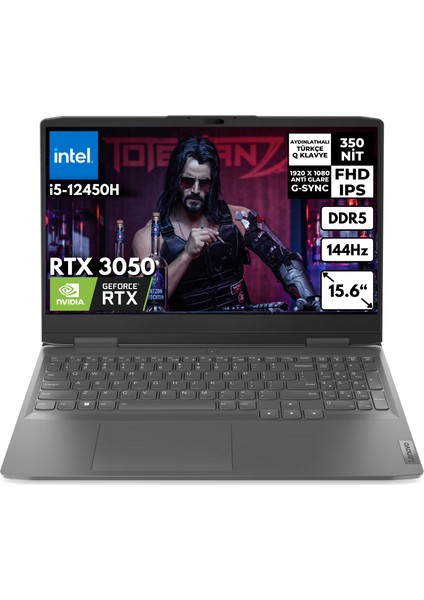 Loq I5-12450H 32-Gbddr5 4 Tbssd RTX3050 6gb (95W) 15.6" 144Hz Fhd Freedos Gaming Laptop 82XV00WYTX BT32