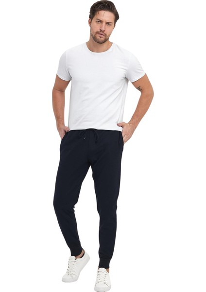 Erkek Şardonlu Polyester Pike Paça Ribanalı Eşofman Altı