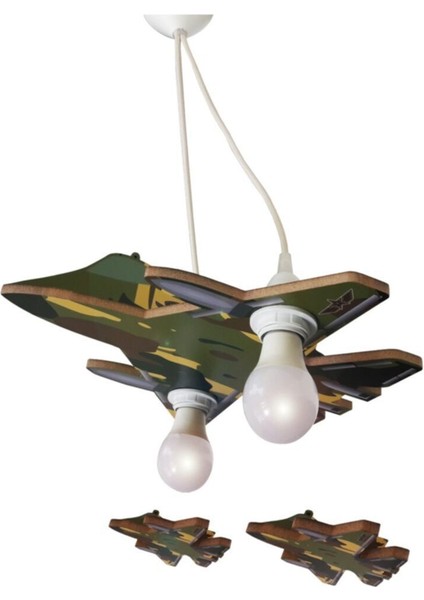 Yeşil Ahşap Çocuk Odası Avizesi, Sıcak ve Şık Aydınlatma, 40x40 cm modelleri