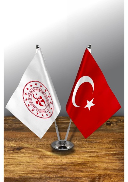 Ikili Kurum Masa Bayrağı Set - Gençlik ve Spor Bakanlığı