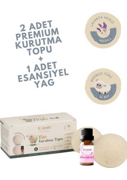 %100 Merinos Yünü Xl Boy Çamaşır Kurutma Topu 50 Gr.+ Adaçayı Yağı 10 ml + Lavanta Kesesi Hediyeli fırsatları