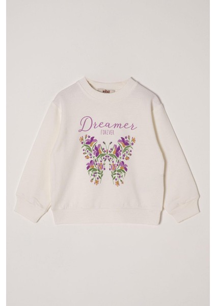 Dreamer Kelebek Baskılı Ekru-Koyu Lila Renk Kız Çocuk Eşofman Takımı fiyatları