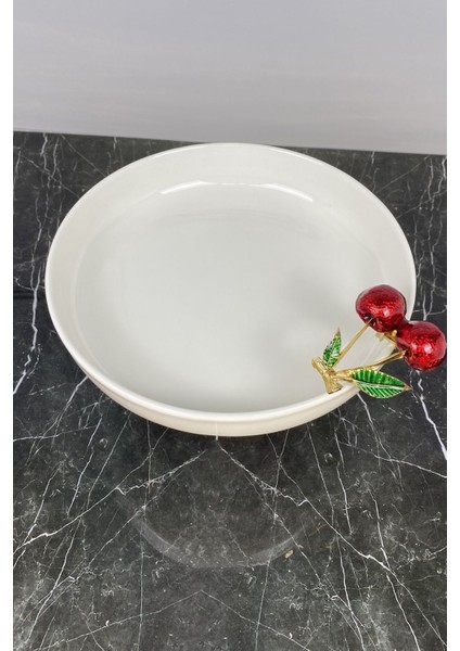 Kiraz Detaylı Ayaklı Porselen Kase & Salata Sunum Kasesi modelleri