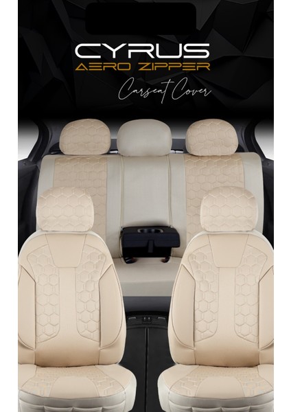 Porche Cayenne Uyumlu Deri Detaylı Oto Koltuk Kılıfı Ön Arka Set Cyrus Model Bej Fs 03-09