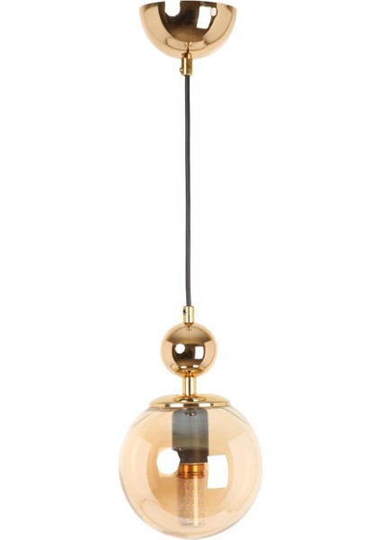 Altın Kaplama Bal Camlı Şık Avize, Zarif Aydınlatma Tasarımı, Metal, 100x18 cm