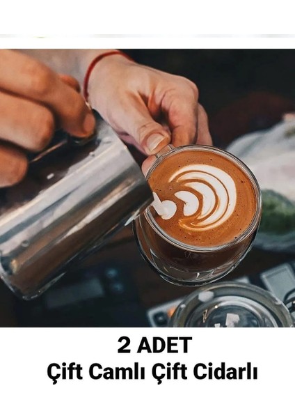 Çift Camlı Çift Cidarlı El Yapımı Cam Kupa Ev Ofis Fincanı 250 ml Çift Katlı Isı Yalıtımlı Kulplu Cam Bardak