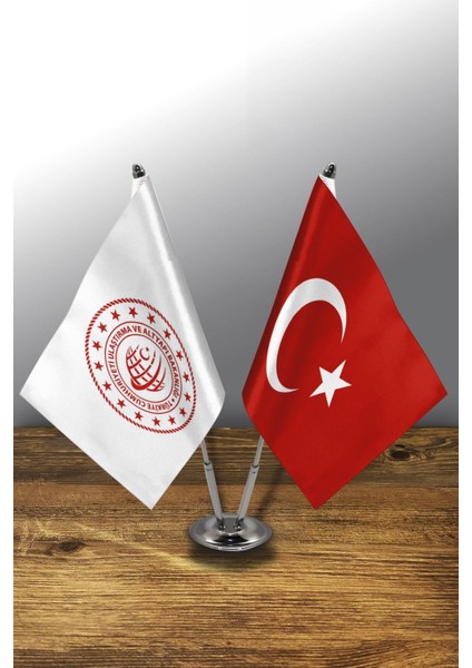 Ikili Kurum Masa Bayrağı Set - Ulaştırma ve Altyapı Bakanlığı
