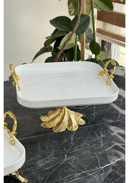 2'li Porselen Gold Sofra & Sunum & Ikramlık & Kahvaltı Seti