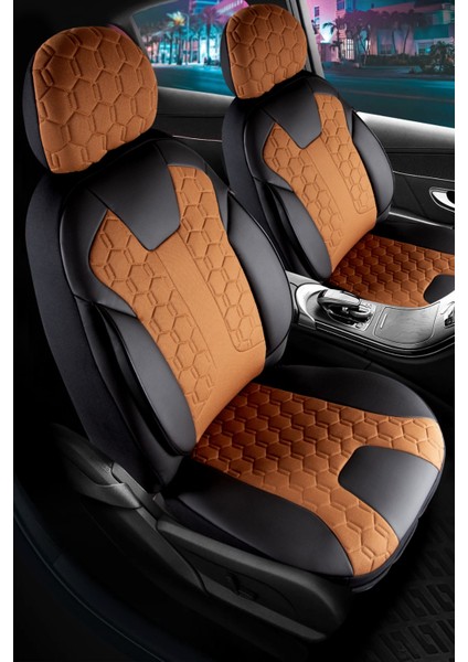 opel Afsona Uyumlu Deri Detaylı Oto Koltuk Kılıfı Ön Arka Set Cyrus Model Tarçın Fs