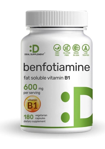 Benfotiamine B1 Thiamine 600 Mg 180 Veg Capsules