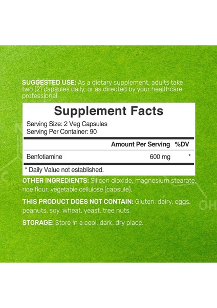 Benfotiamine B1 Thiamine 600 Mg 180 Veg Capsules fiyatları