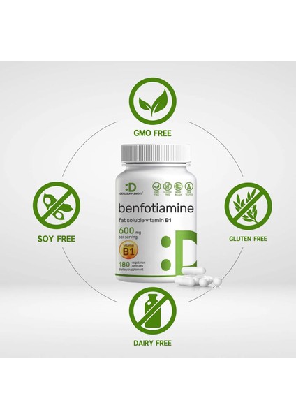 Benfotiamine B1 Thiamine 600 Mg 180 Veg Capsules modelleri