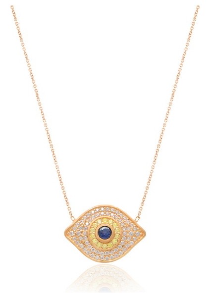 Cosar Silver 925 Ayar Zirkon Taşlı Göz Desenli Kolye