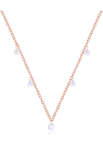 Cosar Silver 925 Ayar Zirkon Taşlı Yuvarlak Taşlı Kolye