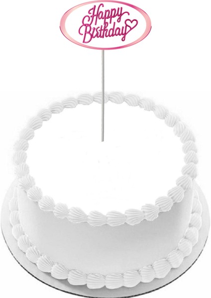 Pasta Yazısı Happy Birthday 5X9CM Ebat Kuşe Parlak Baskı 1 Adet Kürdan Gelecek Pembe Renk