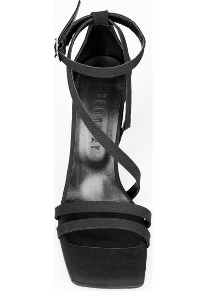 Kadın Mules Siyah Saten Topuklu Ayakkabı indirimleri