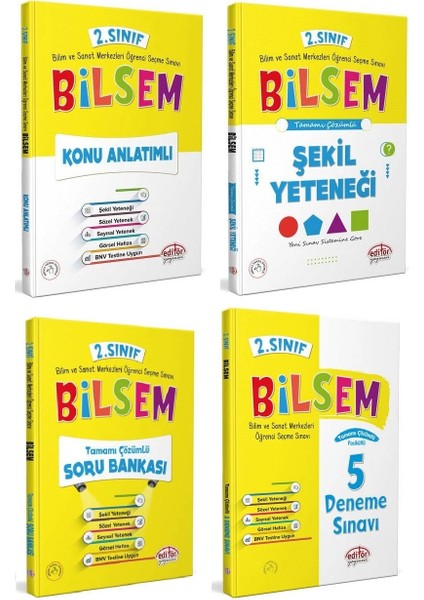 Editör Yayınları 2. Sınıf Bilsem Konu Soru Şekil Deneme Set 4 Kitap Güncel