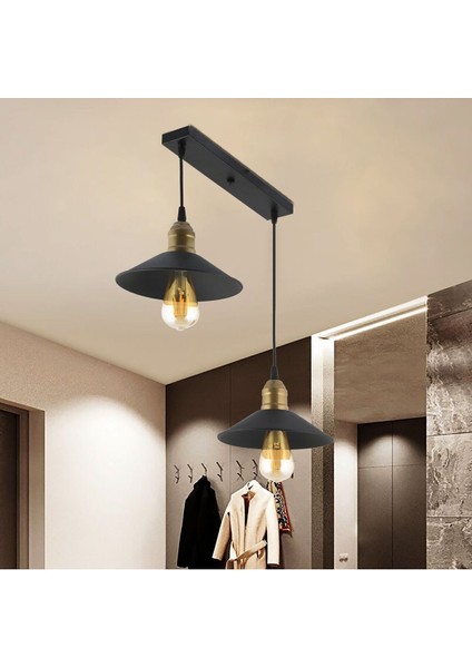 Gönen 2li Siyah Sıralı Modern Retro Sarkıt Retro Salon Avize