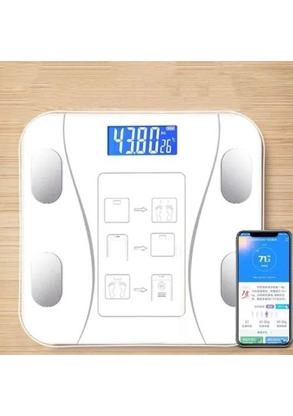 MD Medical Yağ Ölçer Fonksiyonlu Techfit Akıllı Bluetooth Tartı Baskül Vücut Analizi - Beyaz