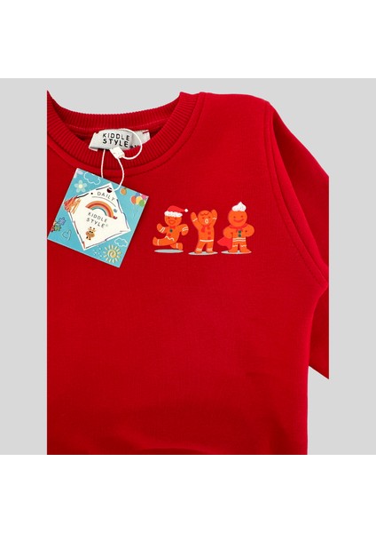 3 Iplik Şardonlu Unisex Baskılı Kırmızı Bebek Eşofman Takımı modelleri