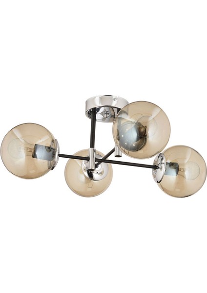 Maral 4lü Siyah Krom Bal Camlı Modern Koridor Mutfak Salon Retro Avize
