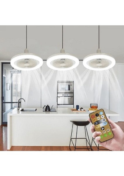 42W Poyraz Fan LED Ampül Kumandalı CT-1153 Işıklı Vantilatör