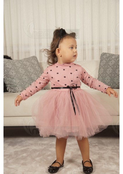 Kız Bebek Çocuk Puantiyeli Esnek Likralı Kabarık Tütü Elbise fırsatları