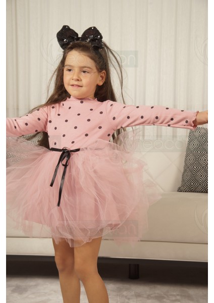 Kız Bebek Çocuk Puantiyeli Esnek Likralı Kabarık Tütü Elbise indirimleri