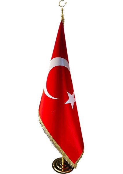 Türk Makam Bayrağı Saçaklı Gold Set