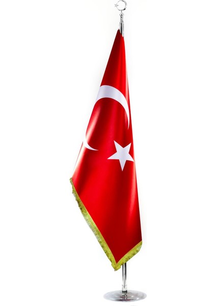 Türk Makam Bayrağı Saçaklı Krom Set