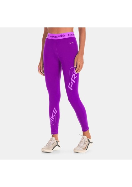 Pro Dri Fit Grafik Mid Rise 7/8 Lenght Tight Purple Kadın Antrenman Taytı Mor