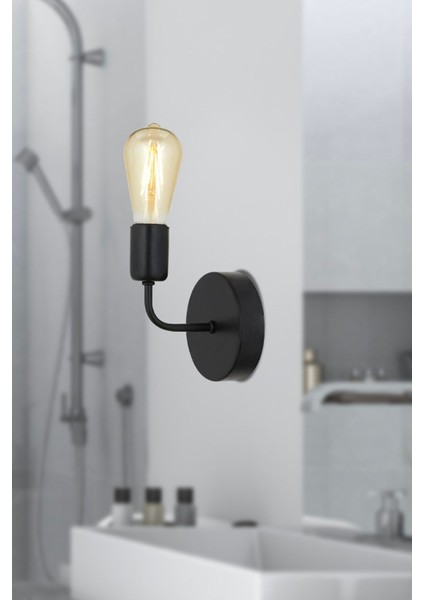 Şık siyah metal duvar lambası, yatak odası ve banyo için ideal aydınlatma seçeneği