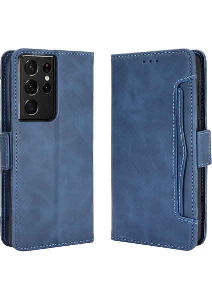 Samsung Galaxy S21 Ultra Flip Cüzdan Kılıf, Kart Tutuculu Deri Manyetik Folyo Kapak, Destek Ayağı (Yurt Dışından)