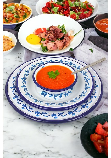 13-24-30 No 3'lü Emaye Yemek Tabağı, Tabak Servis, Yemek, Kamp Piknik, Çeyiz,