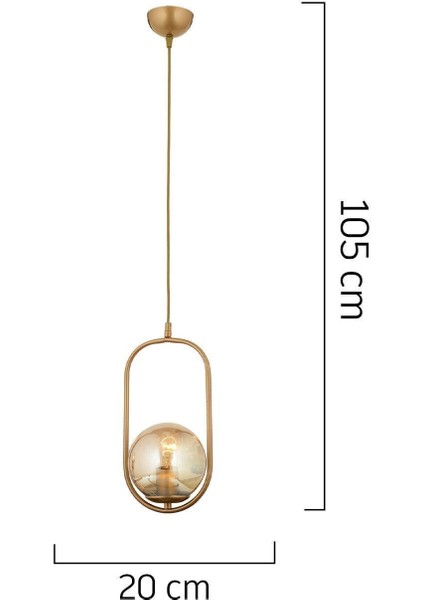 Şık modern bal camlı tekli sarkıt avize, mutfak ve salon dekoru için ideal.
