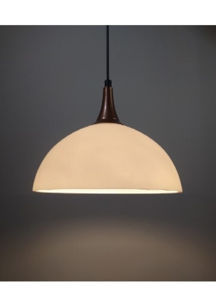 Modern spor sarkıt avize, 30 cm, opal beyaz cam, plastik malzeme, 1 başlık