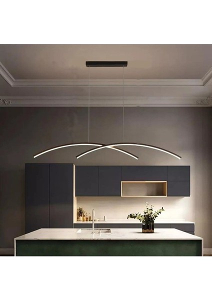 Zeyna Modern Tasarım Yatak Odası - Salon - Mutfak Siyah Renk Beyaz Ledli 2 Li LED Avize