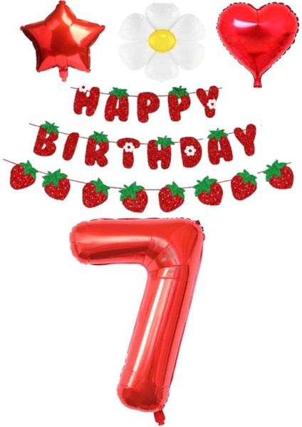 Çilek Temalı 7 Yaş Doğum Günü Parti Seti