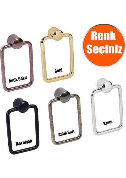 Dolap Çekmece Kulbu Dikdörtgen - Antik Sarı