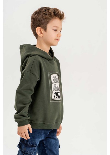 Kapüşonlu Pamuk Erkek Çocuk Sweatshirt