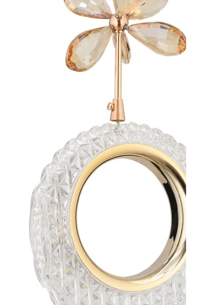 Halka Tekli Gold 3 Renk Ledli Kristal Taşlı Modern LED Avize