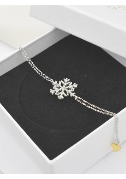 Diamond Seri Zirkon Taşlı Kar Tanesi Snowflake Gümüş Bileklik