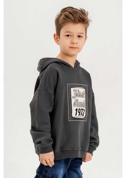 Kapüşonlu Pamuk Erkek Çocuk Sweatshirt