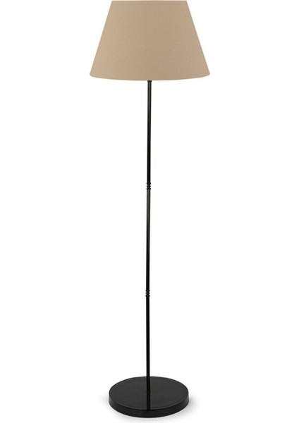 Bej Lambader, Siyah Metal Ayak, Modern Köşe Abajur, Yerden Yüksekliği 101-150 cm