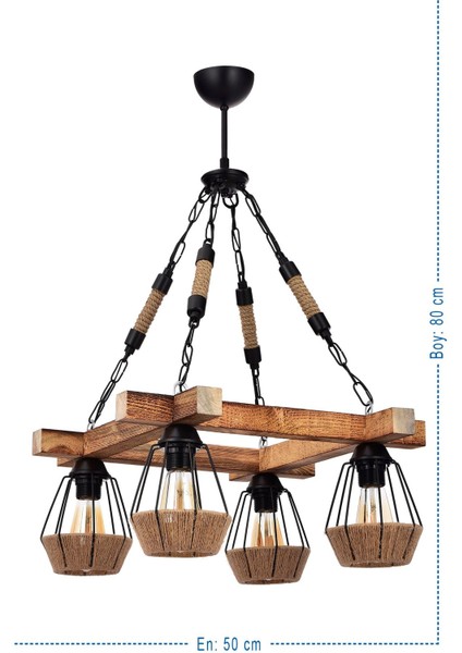 Şık 4'lü ahşap sarkıt avize, modern tasarım, siyah renk, sıcak ve zarif atmosfer sağlar fiyatları